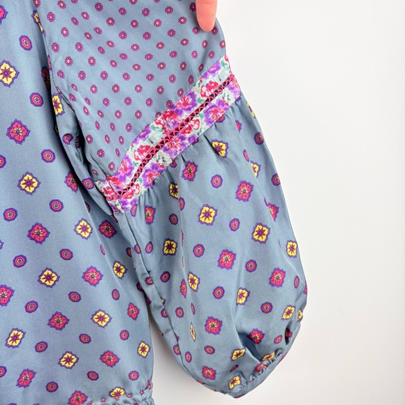 Vintage Juicy Couture 2000s Floral Satin Silk Dress Gold Boho Festival Sz 8 Y2K - Picture 6 of 9